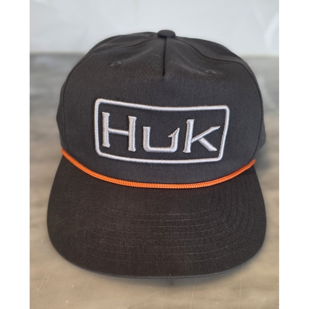 Huk Black/Orange Solid Snapback Cap Adjustable Men's One Size